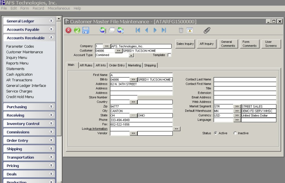 screenshot of Ignition ERP